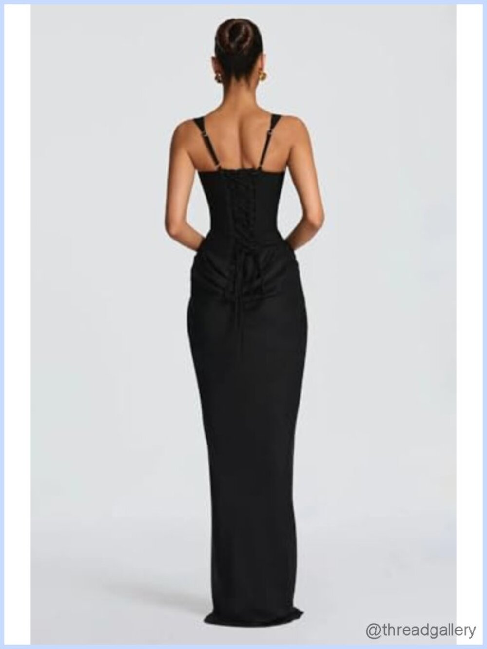 Corset Bodycon Ruched Lace Up Back Maxi Dress Formal Wedding Guest - Picture 6 of 6